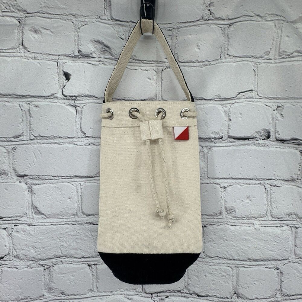 Shorebags 100% Cotton Canvas Natural/Navy Wine/Liquor Bottle Tote Drawstring